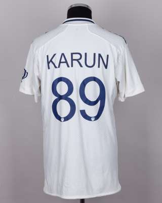 Karun Nair white and navy No.89 India v. England match worn, autographed Red For Ruth shirt