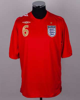 John Terry red and white No.6 England short-sleeved World Cup shirt, 2006