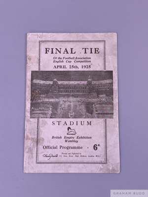 F.A. Cup Final programme Cardiff City v Sheffield United, played at Wembley Stadium, 25th April 1925
 16-page, spine restored, rusty staples, some sta
