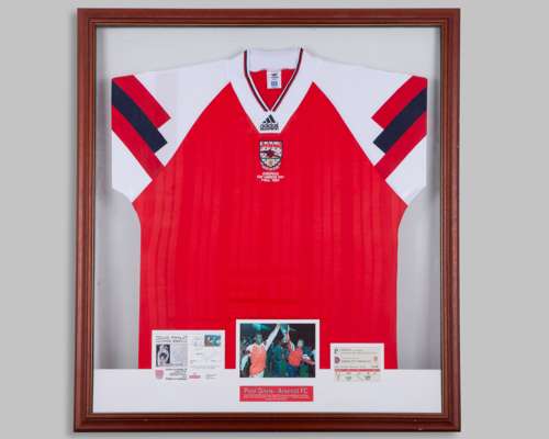 Paul Davies red and white No.4 Arsenal European Cup Winners Cup match issued shirt, 1994