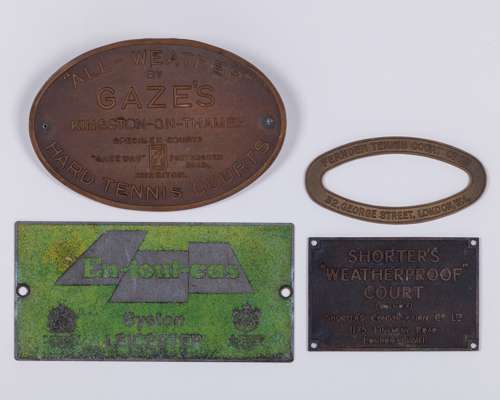 Four various tennis court plaques