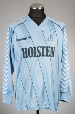 Blue Tottenham Hotspur no.16 away jersey, season 1985-87,
 Hummel, long-sleeved with club crest and sponsor logo, reverse numbered 16, size L, applied