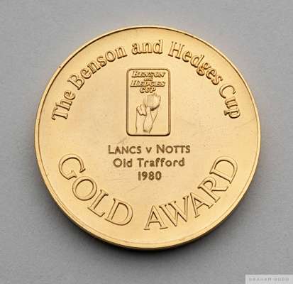 David Lloyd yellow-metal The Benson & Hedges Cup medal
 the obverse inscribed The Benson & Hedges Cup, the reverse inscribed The Benson and Hedges Cup