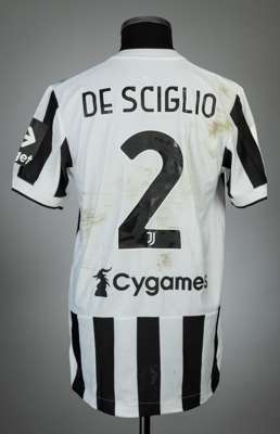 Mattia De Sciglio white & black Juventus no.2 jersey v Atalanta, played at Gewiss Stadium, 13th February 2021,
 match worn, Adidas, short-sleeved with