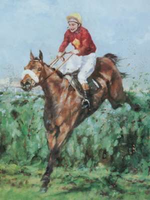 Print after Claire Eva Burton Red Rum & Tommy Stack 1977 Grand National