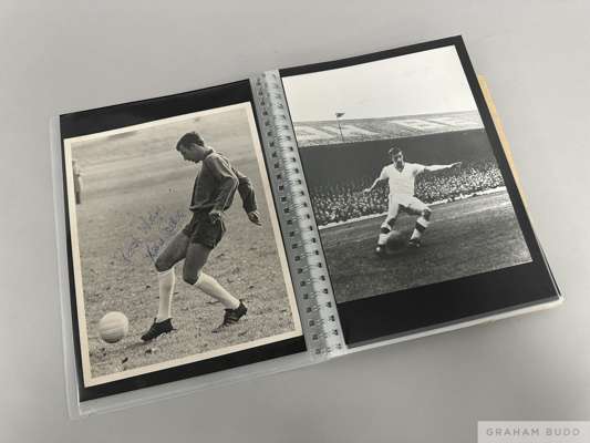 Manchester United b&w press photographs mostly 1960s,
 player portraits, match action, team-groups, three featuring the 1968 Benfica manager Bela Gutt