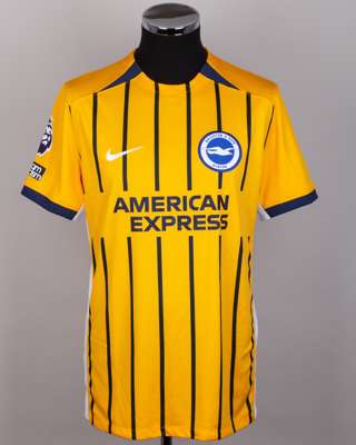 Joao Pedro yellow and blue No.9 Brighton & Hove Albion short-sleeved shirt