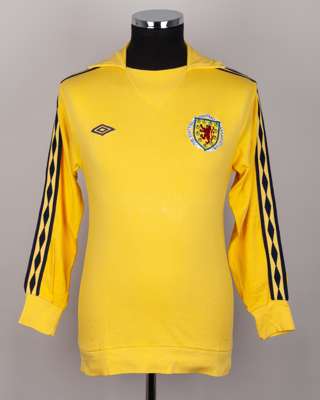 Alan Rough yellow No.1 Scotland v. Austria goalkeepers shirt, 1979