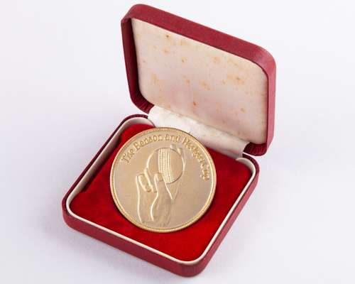 Dickie Bird yellow-metal county cricket Benson and Hedges Cup Final medal, 1994