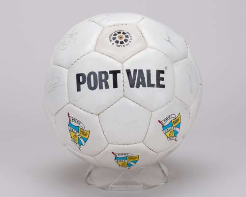 A white leather Port Vale autographed football
