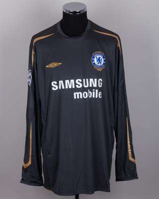 Petr Cech grey and gold No.1 Chelsea Champions League goalkeeper shirt, 2005-06