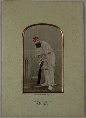 A rare Victorian silk Stevengraph of William Gilbert Grace at the crease, 
 4.1/4 by 2.1/2in, unframed
