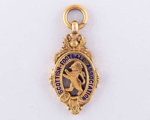 Jock Buchanan 9ct gold and enamel Scottish Cup winners medal, 1927-28