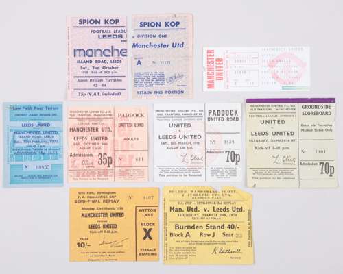 Nine Manchester United v. Leeds United tickets, 1970s
