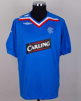 Thomas Buffel blue No.4 Rangers short-sleeved shirt, 2007-08