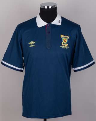Maurice Malpas blue No.6 Scotland World Cup short-sleeved shirt, 1990