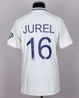 D Jurel white and navy No.16 India v. England match issued, autographed Red For Ruth shirt