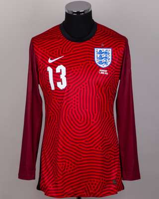 Nick Pope red No.13 England v. Germany goalkeeper shirt, 2022