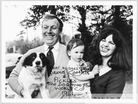 Photograph signed by David Corbett the owner of'Pickles' the dog