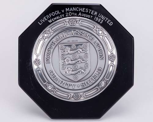 Sammy Lee a silver-mounted and bakelite Liverpool v. Manchester United Charity Shield plaque