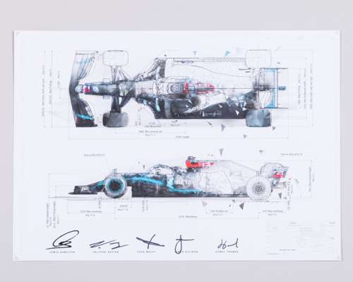 Mercedes-AMG Petronas F1 Team 2020 Signed Technical Drawing