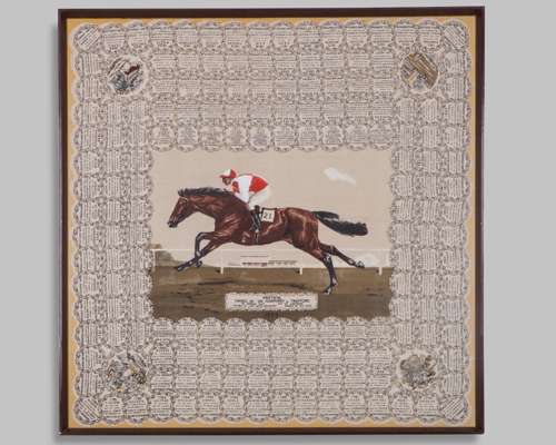 Ladies silk scarf commemorating Parthia winning the 1959 Epsom Derby