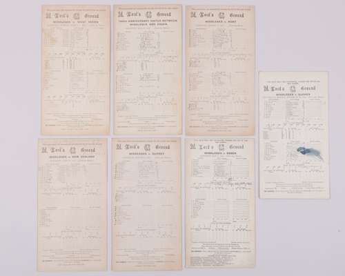 Seven Middlesex scorecards, 1929-1937