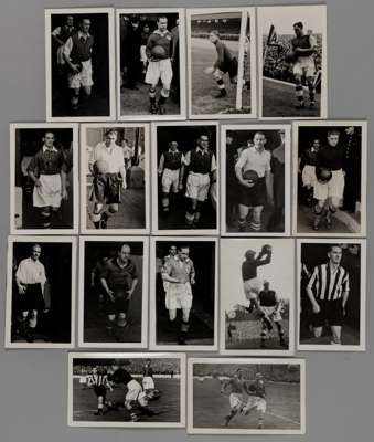 Arsenal FC players photographic portrait postcards 1946-1949,
 collection of 16, plain back photographic postcards including:  Joe Mercer (with Don Ro