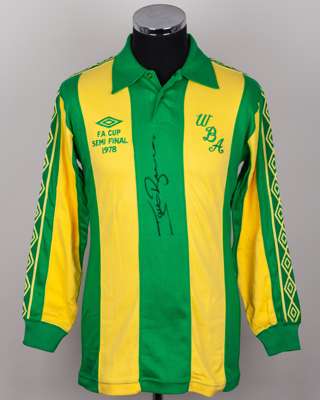 Tony Brown yellow and green No.4 West Bromwich Albion F.A.Cup semi-final shirt, 1978