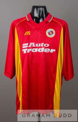 Four Reading home and away jersey's dating from 1990s,
 comprising a Linvoy Primus red and yellow Reading no.5 away jersey, season 1998-99, by Mizuno,