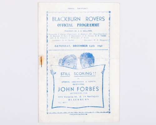 Blackburn Rovers v. Manchester United match programme, 14th December 1946
