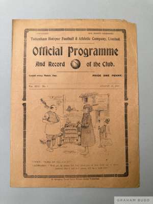 Tottenham Hotspur v. Blackburn Rovers home match programme, 28th August 1920

  Signs of folds, pencil text on team page