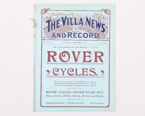Aston Villa v. Birmingham match programme, 15th September 1906