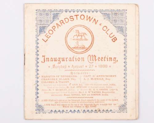 Racecard for the Inauguration Meeting at Leopardstown Racecourse 27th August 1888