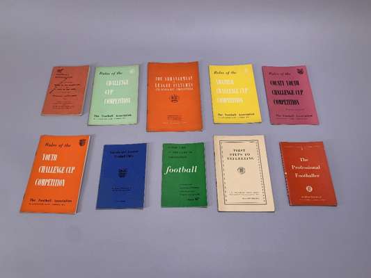 1939-40 Football Association Rules Book and nine other F.A. rules books, league fixtures etc
