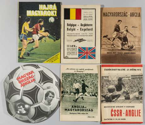 England away programmes v Belgium, Czechoslovakia & Hungary, 1947-83, 
 includes v Belgium 21/9/1947, 18/5/1950, 25/2/1970; v Czechoslovakia 29/5/1963