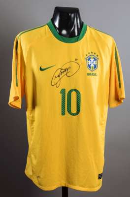 Neymar signed replica Brazil jersey, signed in black marker pen 