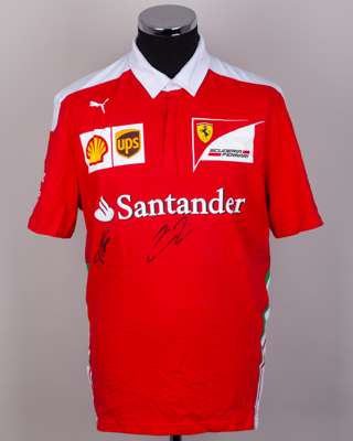Fernando Alonso & Kimi Raikkonen Signed Ferrari Polo Shirt