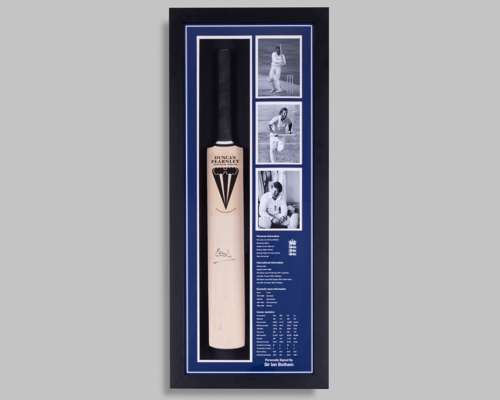 A Sir Ian Botham autographed Duncan Fearnley cricket bat display
