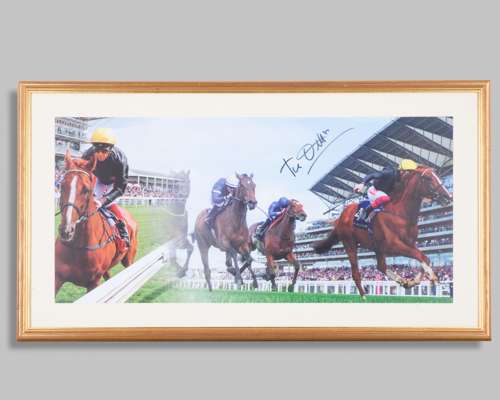 Frankie Dettori signed Stradivarius framed photographic print