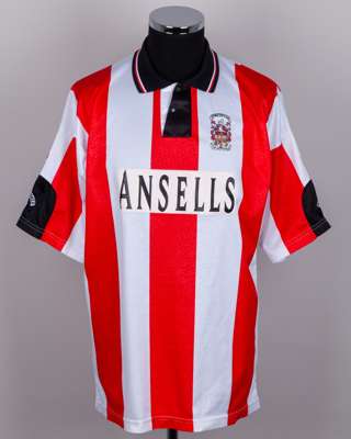 Red and white No.14 Stoke City short-sleeved shirt, 1992-93