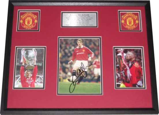 David Beckham signed and framed Manchester United display
