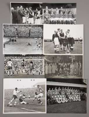 Selection of b & w press photographs of Arsenal FC in match action or team line-up,
 varying sizes, some with press stamps on reverse, some copies of 