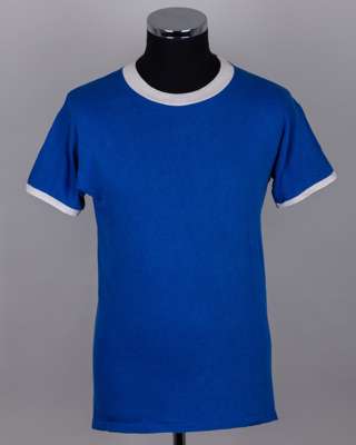 Reinhard Libuda blue No.8 Schalke match worn short-sleeved shirt, c.1970