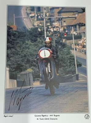 Giacomo Agostini (Italy) signed limited edition A3 Art Print,
 Moto GP Legend, with exact photo proof and COA