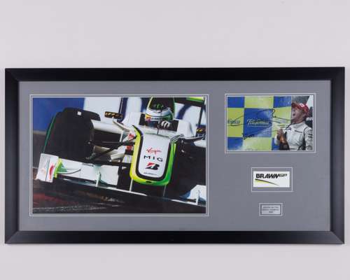 Jenson Button 2009 Brawn GP Signed Large Framed Picture Display