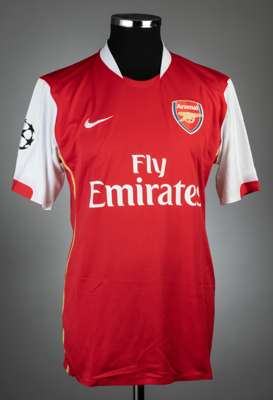 William Gallas red Arsenal UEFA Champions League no.10 jersey v P.S.V., played at Emirates Stadium, 7th March 2007,
 match issue, Nike, short-sleeved 