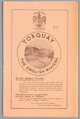 Torquay United v Gillingham programme 18th December 1937, 

F.L. Division Three South fixture
