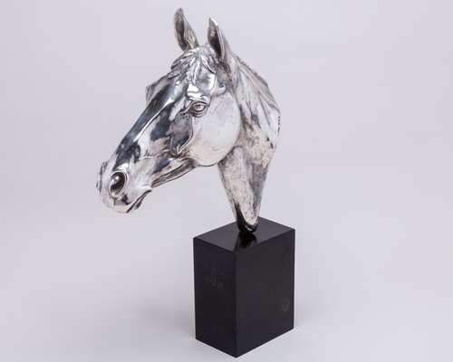 A magnificent solid silver portrait bust of the racehorse Red Rum