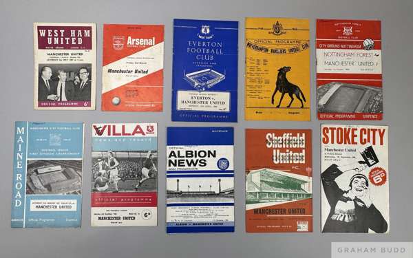 Good collection of Manchester United away match programmes from the 1960s to 2000s
 including league, cup and big matches in two boxes (a lot)